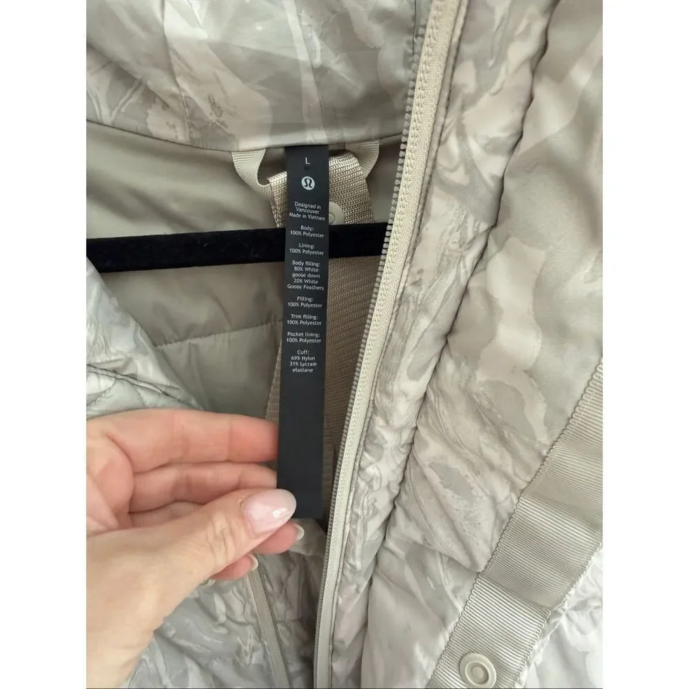 Lululemon Down Jacket Maple Metamorphosis Light Neutral Multi Men’s L Water-Repe